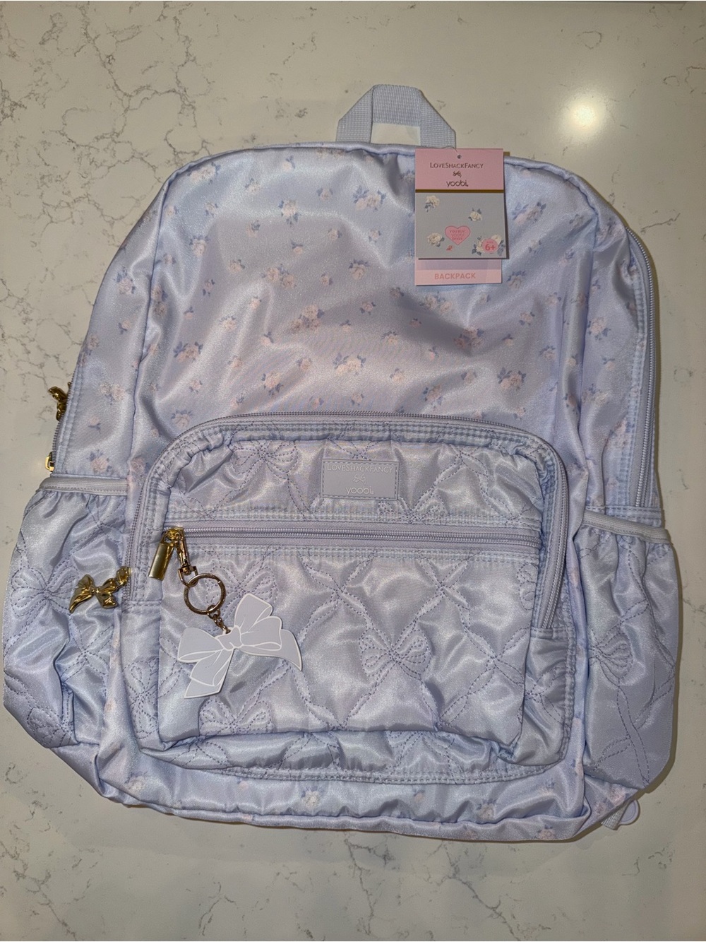 LoveShackFancy x Target Yoobi Everblooming Rosettes Ditsy Backpack Breezy Blue
